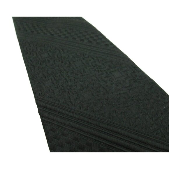 Vintage 70s Wemlon by Wembley Necktie Green Textured Brocade Wide 54x4" - Picture 9 of 10